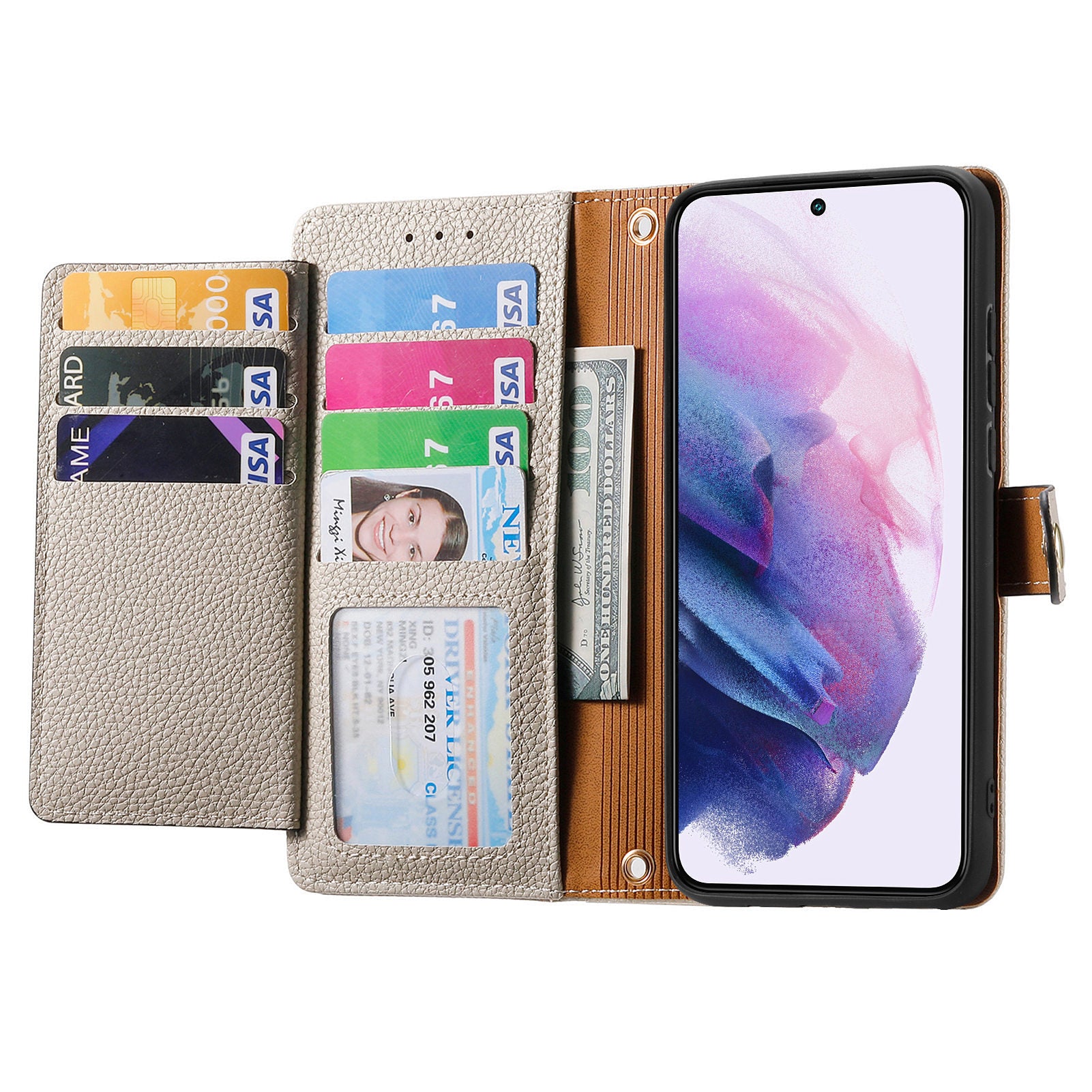 For Samsung Galaxy S22 5G PU Leather RFID Blocking Phone Case Zipper Pocket Wallet Stand Cover For Samsung Galaxy S22 5G PU Leather RFID Blocking Phone Case Zipper Pocket Wallet Stand Cover
